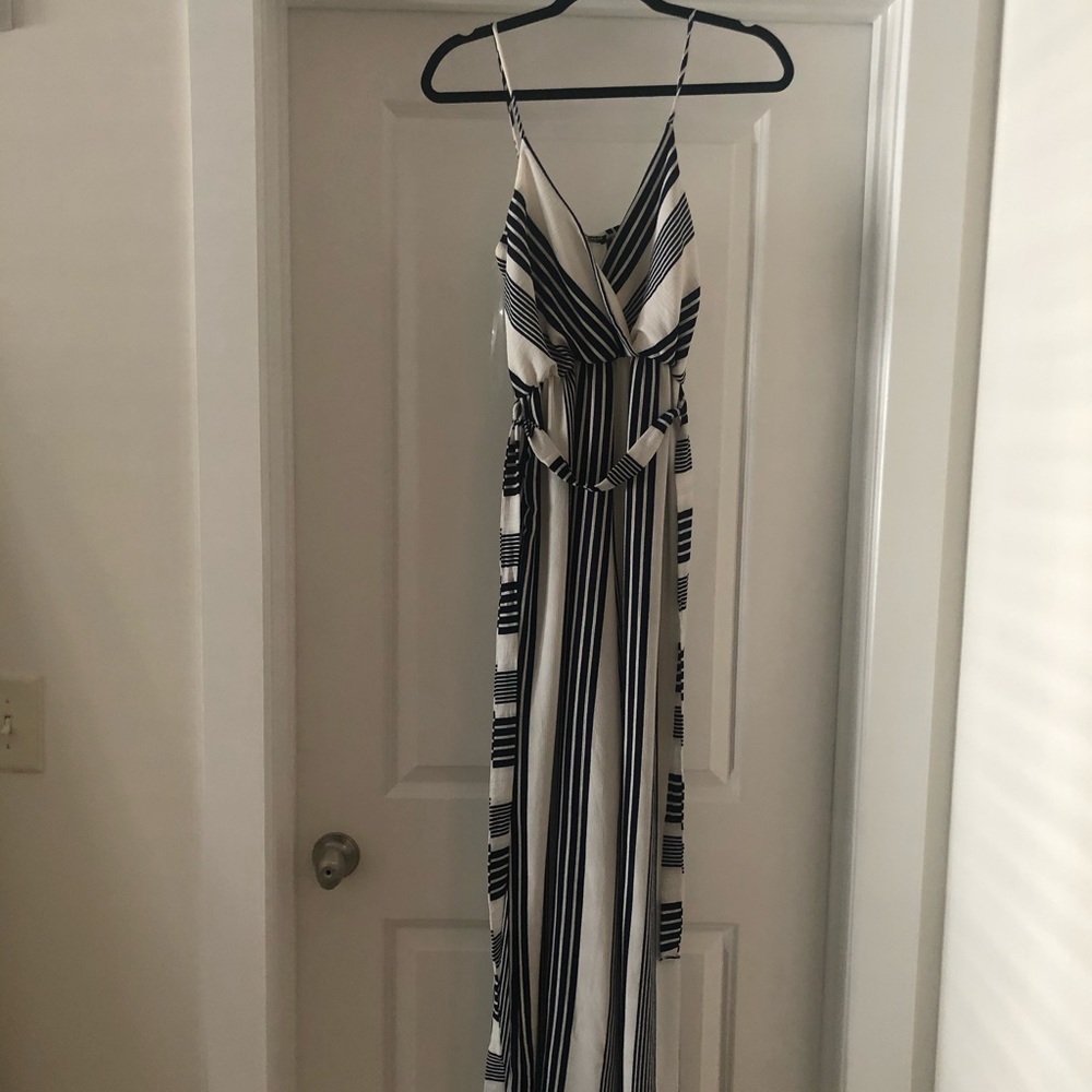 Fashion Nova Navy Striped Jumpsuit